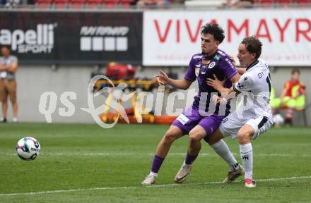Fussball 2. Liga. SK Austria Klagenfurt gegen SW Bregenz.Almir Oda   (Klagenfurt), Simon Luechinger  (Bregenz). Klagenfurt, 23.8.2025.
Foto: Kuess
www.qspictures.net
---
pressefotos, pressefotografie, kuess, qs, qspictures, sport, bild, bilder, bilddatenbank