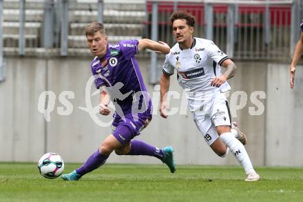 Fussball 2. Liga. SK Austria Klagenfurt gegen SW Bregenz.    Nik Marinsek (Klagenfurt), Yannick Cotter  (Bregenz).  Klagenfurt, 23.8.2025.
Foto: Kuess
www.qspictures.net
---
pressefotos, pressefotografie, kuess, qs, qspictures, sport, bild, bilder, bilddatenbank