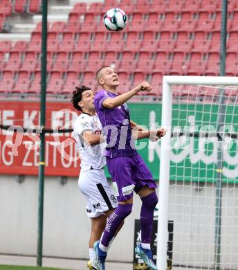 Fussball 2. Liga. SK Austria Klagenfurt gegen SW Bregenz. Bartol Barisic  (Klagenfurt), Dragan Marceta  (Bregenz). Klagenfurt, 23.8.2025.
Foto: Kuess
www.qspictures.net
---
pressefotos, pressefotografie, kuess, qs, qspictures, sport, bild, bilder, bilddatenbank
