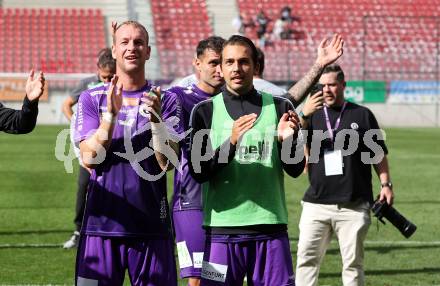 Fussball 2. Liga. SK Austria Klagenfurt gegen SW Bregenz. Florian Jaritz, Leo Vielgut    (Klagenfurt). Klagenfurt, 23.8.2025.
Foto: Kuess
www.qspictures.net
---
pressefotos, pressefotografie, kuess, qs, qspictures, sport, bild, bilder, bilddatenbank