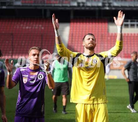 Fussball 2. Liga. SK Austria Klagenfurt gegen SW Bregenz. Sebastian Pschernig, Manuel Kuttin   (Klagenfurt). Klagenfurt, 23.8.2025.
Foto: Kuess
www.qspictures.net
---
pressefotos, pressefotografie, kuess, qs, qspictures, sport, bild, bilder, bilddatenbank