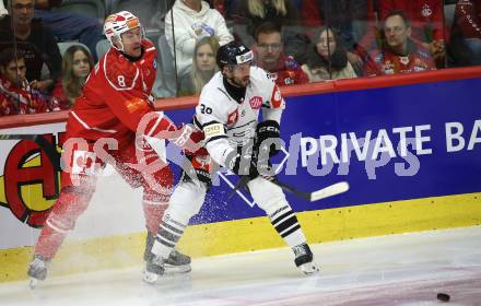 Eishockey Champions Hockey League. CHL. KAC gegen Sparta Prague. Nick Petersen  (KAC), Tomas Hyka  (Prag). Klagenfurt, am 28.8.2025.
Foto: Kuess
www.qspictures.net
---
pressefotos, pressefotografie, kuess, qs, qspictures, sport, bild, bilder, bilddatenbank