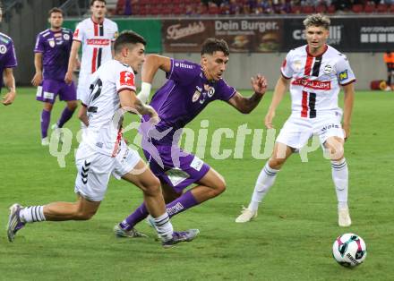 Fussball 2. Liga. SK Austria Klagenfurt gegen Admira Wacker. Mario Matkovic  (Klagenfurt), Filip Ristanic  (Admira). Klagenfurt, 29.8.2025.
Foto: Kuess
www.qspictures.net
---
pressefotos, pressefotografie, kuess, qs, qspictures, sport, bild, bilder, bilddatenbank