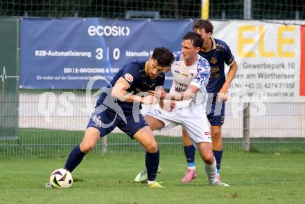 Fussball Regionalliga. Velden gegen Treibach. Luka Caculovic  (Velden), Marco Pusnik  (Treibach). Velden, am 12.9.2025.
Foto: Kuess
www.qspictures.net
---
pressefotos, pressefotografie, kuess, qs, qspictures, sport, bild, bilder, bilddatenbank