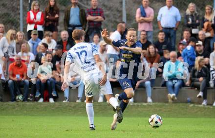 Fussball Regionalliga. Velden gegen Treibach. Mario Kroepfl  (Velden),  Tristan Noel Stocklauser (Treibach). Velden, am 12.9.2025.
Foto: Kuess
www.qspictures.net
---
pressefotos, pressefotografie, kuess, qs, qspictures, sport, bild, bilder, bilddatenbank