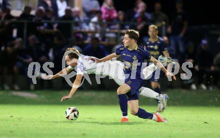 Fussball Regionalliga. Velden gegen Treibach.  Luka Nemet (Velden),  Fabio Markelic (Treibach). Velden, am 12.9.2025.
Foto: Kuess
www.qspictures.net
---
pressefotos, pressefotografie, kuess, qs, qspictures, sport, bild, bilder, bilddatenbank
