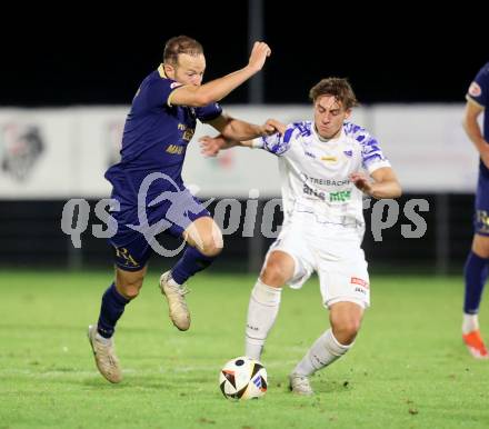 Fussball Regionalliga. Velden gegen Treibach.  Mario Kroepfl (Velden),  Fabio Markelic (Treibach). Velden, am 12.9.2025.
Foto: Kuess
www.qspictures.net
---
pressefotos, pressefotografie, kuess, qs, qspictures, sport, bild, bilder, bilddatenbank