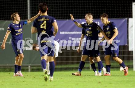 Fussball Regionalliga. Velden gegen Treibach. Torjubel Tom Zurga  (Velden),  Velden, am 12.9.2025.
Foto: Kuess
www.qspictures.net
---
pressefotos, pressefotografie, kuess, qs, qspictures, sport, bild, bilder, bilddatenbank