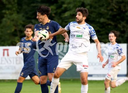 Fussball Regionalliga. Velden gegen Treibach.  Luka Caculovic (Velden), Michael Novak  (Treibach). Velden, am 12.9.2025.
Foto: Kuess
www.qspictures.net
---
pressefotos, pressefotografie, kuess, qs, qspictures, sport, bild, bilder, bilddatenbank
