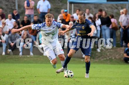 Fussball Regionalliga. Velden gegen Treibach.  Mario Kroepfl (Velden), Manuel Primusch  (Treibach). Velden, am 12.9.2025.
Foto: Kuess
www.qspictures.net
---
pressefotos, pressefotografie, kuess, qs, qspictures, sport, bild, bilder, bilddatenbank