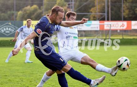 Fussball Regionalliga. Velden gegen Treibach. Mario Kroepfl  (Velden), Manuel Tialler  (Treibach). Velden, am 12.9.2025.
Foto: Kuess
www.qspictures.net
---
pressefotos, pressefotografie, kuess, qs, qspictures, sport, bild, bilder, bilddatenbank
