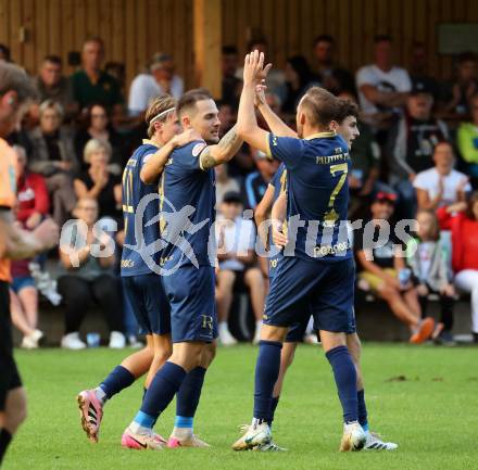 Fussball Regionalliga. Velden gegen Treibach.  Torjubel Tom Zurga (Velden),  Velden, am 12.9.2025.
Foto: Kuess
www.qspictures.net
---
pressefotos, pressefotografie, kuess, qs, qspictures, sport, bild, bilder, bilddatenbank