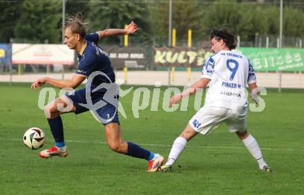 Fussball Regionalliga. Velden gegen Treibach.  Marlon Winter  (Velden), Marco Pirker   (Treibach). Velden, am 12.9.2025.
Foto: Kuess
www.qspictures.net
---
pressefotos, pressefotografie, kuess, qs, qspictures, sport, bild, bilder, bilddatenbank