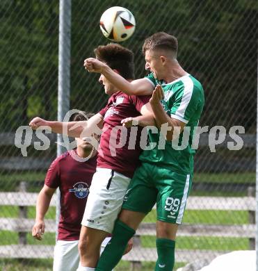 Fussball 1. Klasse Mitte. Bad Kleinkirchheim gegen Rosegg.  Felix Trattler  (Bad Kleinkirchheim),  Hoxha Besnik  (Rosegg). Bad Kleinkirchheim, am 13.9.2025.
Foto: Kuess
www.qspictures.net
---
pressefotos, pressefotografie, kuess, qs, qspictures, sport, bild, bilder, bilddatenbank