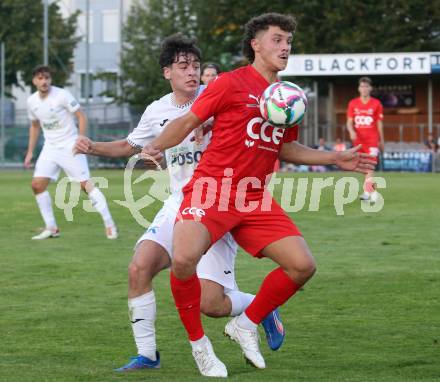 Fussball KÃ¤rntner Liga. SAK gegen St. Veit.  Jakob Elija Sturm  (SAK), Davor Ponjavic  (St.Veit). Klagenfurt, am 19.9.2025.
Foto: Kuess
www.qspictures.net
---
pressefotos, pressefotografie, kuess, qs, qspictures, sport, bild, bilder, bilddatenbank