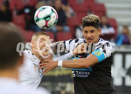 Fussball 2. Liga. SK Austria Klagenfurt gegen FC Hertha Wels.. Bartol Barisic  (Klagenfurt), Luan Leite Da Silva  (Wels).  Klagenfurt, 26.9.2025.
Foto: Kuess
www.qspictures.net
---
pressefotos, pressefotografie, kuess, qs, qspictures, sport, bild, bilder, bilddatenbank