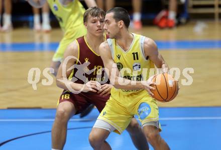 Basketball  2025/2026. Austria Cup.  Woerthersee Piraten gegen Traiskirchen Lions NexGen.    Andreas Nuck (Piraten),   Jakob Leitner (Traiskirchen). Klagenfurt, am 27.9.2025.
Foto: Kuess


---
pressefotos, pressefotografie, kuess, qs, qspictures, sport, bild, bilder, bilddatenbank
