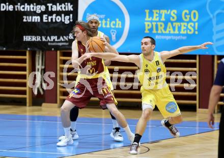 Basketball  2025/2026. Austria Cup.  Woerthersee Piraten gegen Traiskirchen Lions NexGen.    Andreas Nuck (Piraten),   Herohii Tverdokhlibov (Traiskirchen). Klagenfurt, am 27.9.2025.
Foto: Kuess


---
pressefotos, pressefotografie, kuess, qs, qspictures, sport, bild, bilder, bilddatenbank