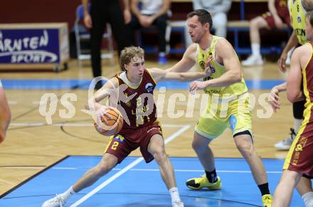 Basketball  2025/2026. Austria Cup.  Woerthersee Piraten gegen Traiskirchen Lions NexGen.    Jan-Arne Apschner (Piraten),  Mykyta Bitkin  (Traiskirchen). Klagenfurt, am 27.9.2025.
Foto: Kuess


---
pressefotos, pressefotografie, kuess, qs, qspictures, sport, bild, bilder, bilddatenbank