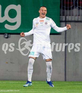 Fussball 2. Liga. SK Austria Klagenfurt gegen FC Hertha Wels..  Torjubel Bartol Barisic (Klagenfurt),   Klagenfurt, 26.9.2025.
Foto: Kuess
www.qspictures.net
---
pressefotos, pressefotografie, kuess, qs, qspictures, sport, bild, bilder, bilddatenbank