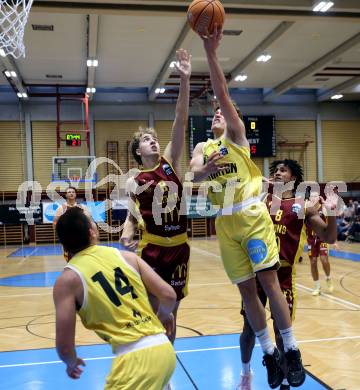 Basketball  2025/2026. Austria Cup.  Woerthersee Piraten gegen Traiskirchen Lions NexGen.    Lukas Simoner (Piraten),   Mykyta Bitkin (Traiskirchen). Klagenfurt, am 27.9.2025.
Foto: Kuess


---
pressefotos, pressefotografie, kuess, qs, qspictures, sport, bild, bilder, bilddatenbank