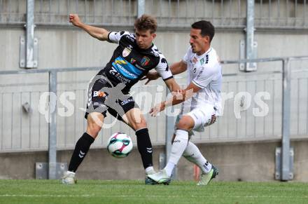 Fussball 2. Liga. SK Austria Klagenfurt gegen FC Hertha Wels.. Michael Lang  (Klagenfurt), Michael Brugger  (Wels).  Klagenfurt, 26.9.2025.
Foto: Kuess
www.qspictures.net
---
pressefotos, pressefotografie, kuess, qs, qspictures, sport, bild, bilder, bilddatenbank