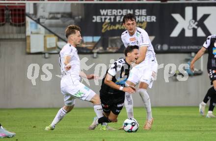 Fussball 2. Liga. SK Austria Klagenfurt gegen FC Hertha Wels. Marc Andre Schmerboeck, Marcel Krnjic  (Klagenfurt), Albin Gashi  (Wels).  Klagenfurt, 26.9.2025.
Foto: Kuess
www.qspictures.net
---
pressefotos, pressefotografie, kuess, qs, qspictures, sport, bild, bilder, bilddatenbank