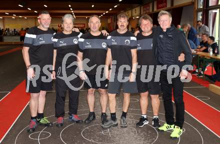 Stocksport. Champions League.  Guenther Stranig, Siegfried Stranig, Andreas Spendier, Johann Reischenboeck,  Horst Stranig  (EV Rottendorf), Landessportdirektor Arno Arthofer.  Klagenfurt, 27.9.2025.
Foto: Kuess
www.qspictures.net
---
pressefotos, pressefotografie, kuess, qs, qspictures, sport, bild, bilder, bilddatenbank