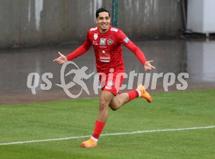 Fussball 2. Liga. SK Austria Klagenfurt gegen St. Poelten. Torjubel Furkan Dursun (St.Poelten).  Klagenfurt, 5.10..2025.
Foto: Kuess
www.qspictures.net
---
pressefotos, pressefotografie, kuess, qs, qspictures, sport, bild, bilder, bilddatenbank
