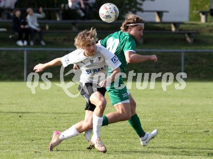 Fussball KÃ¤rntner Liga. Bleiburg gegen Voelkermarkt.  Nejc Steharnik (Bleiburg), Lukas Sadnik    (Voelkermarkt). Bleiburg, am 11.10.2025.
Foto: Kuess
www.qspictures.net
---
pressefotos, pressefotografie, kuess, qs, qspictures, sport, bild, bilder, bilddatenbank