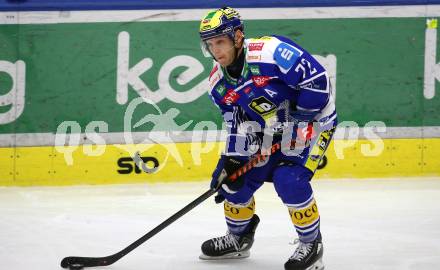 Eishockey Bundesliga. EC IDM Waermepumpen VSV gegen Moser Medical Graz99ers.  John Hughes  (VSV). Villach, am 17.10..2025.
Foto: Kuess
www.qspictures.net
---
pressefotos, pressefotografie, kuess, qs, qspictures, sport, bild, bilder, bilddatenbank