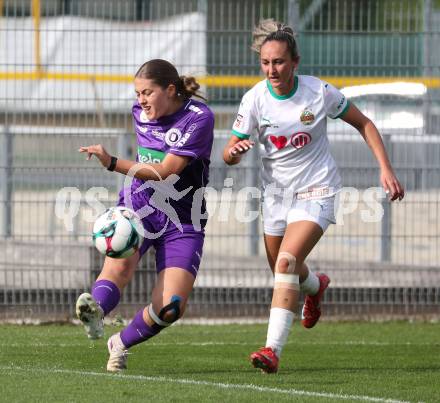 Fussball. Frauen.  2. Bundesliga. SK Austria Klagenfurt gegen Rapid Wien. Alina-Marie Vaschauner   (Klagenfurt), Aldijana Masinovic   (Rapid Wien).  Klagenfurt, 19.10.2025.
Foto: Kuess
www.qspictures.net
---
pressefotos, pressefotografie, kuess, qs, qspictures, sport, bild, bilder, bilddatenbank