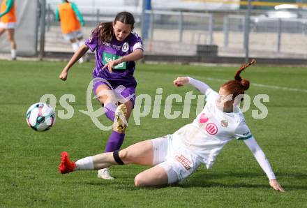 Fussball. Frauen.  2. Bundesliga. SK Austria Klagenfurt gegen Rapid Wien.  Antonia Monika Kogler  (Klagenfurt),  Vanessa Rauter   (Rapid Wien).  Klagenfurt, 19.10.2025.
Foto: Kuess
www.qspictures.net
---
pressefotos, pressefotografie, kuess, qs, qspictures, sport, bild, bilder, bilddatenbank