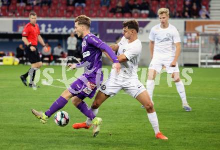 Fussball 2. Liga. SK Austria Klagenfurt gegen SK Sturm Graz II.   Marc Andre Schmerboeck (Klagenfurt),   Sebastian Pirker (Graz).  Klagenfurt, 24.10..2025.
Foto: Kuess
www.qspictures.net
---
pressefotos, pressefotografie, kuess, qs, qspictures, sport, bild, bilder, bilddatenbank