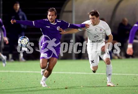 Fussball. Kaerntner Liga. SK Austria Klagenfurt Amateure gegen Matrei .  Leo Vielgut  (Austria Klagenfurt),  Michael Berger   (Matrei).  Koettmannsdorf, 25.10.2025.
Foto: Kuess
www.qspictures.net
---
pressefotos, pressefotografie, kuess, qs, qspictures, sport, bild, bilder, bilddatenbank