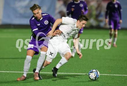 Fussball. Kaerntner Liga. SK Austria Klagenfurt Amateure gegen Matrei .  Sebastian Pschernig  (Austria Klagenfurt), Philipp Wibmer    (Matrei).  Koettmannsdorf, 25.10.2025.
Foto: Kuess
www.qspictures.net
---
pressefotos, pressefotografie, kuess, qs, qspictures, sport, bild, bilder, bilddatenbank