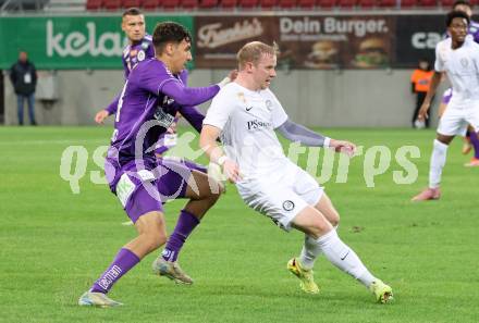 Fussball 2. Liga. SK Austria Klagenfurt gegen SK Sturm Graz II.  Mario Matkovic  (Klagenfurt),  Dennis Jastrzembski  (Graz).  Klagenfurt, 24.10..2025.
Foto: Kuess
www.qspictures.net
---
pressefotos, pressefotografie, kuess, qs, qspictures, sport, bild, bilder, bilddatenbank