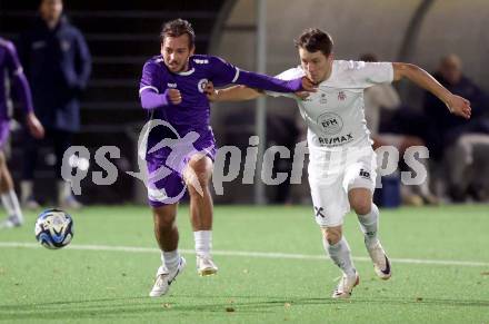 Fussball. Kaerntner Liga. SK Austria Klagenfurt Amateure gegen Matrei .  Leo Vielgut  (Austria Klagenfurt),  Michael Berger  (Matrei).  Koettmannsdorf, 25.10.2025.
Foto: Kuess
www.qspictures.net
---
pressefotos, pressefotografie, kuess, qs, qspictures, sport, bild, bilder, bilddatenbank