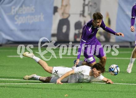 Fussball. Kaerntner Liga. SK Austria Klagenfurt Amateure gegen Matrei .  Adem Mustafic  (Austria Klagenfurt),   Oliver Gomig  (Matrei).  Koettmannsdorf, 25.10.2025.
Foto: Kuess
www.qspictures.net
---
pressefotos, pressefotografie, kuess, qs, qspictures, sport, bild, bilder, bilddatenbank