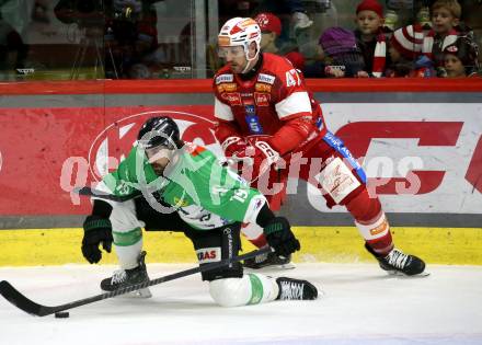 Eishockey ICE Bundesliga. KAC gegen Olimpija Ljubljana.  Jordan Murray (KAC), Alex Petan  (Olimpija Ljubljana). Klagenfurt, am 26.10.2025
Foto: Kuess
---
pressefotos, pressefotografie, kuess, qs, qspictures, sport, bild, bilder, bilddatenbank