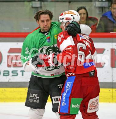 Eishockey ICE Bundesliga. KAC gegen Olimpija Ljubljana.  Maximilian Preiml (KAC), Ziga Pance   (Olimpija Ljubljana). Klagenfurt, am 26.10.2025
Foto: Kuess
---
pressefotos, pressefotografie, kuess, qs, qspictures, sport, bild, bilder, bilddatenbank
