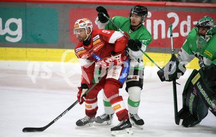 Eishockey ICE Bundesliga. KAC gegen Olimpija Ljubljana. Jan Mursak (KAC), Jan Cosic  (Olimpija Ljubljana). Klagenfurt, am 26.10.2025
Foto: Kuess
---
pressefotos, pressefotografie, kuess, qs, qspictures, sport, bild, bilder, bilddatenbank