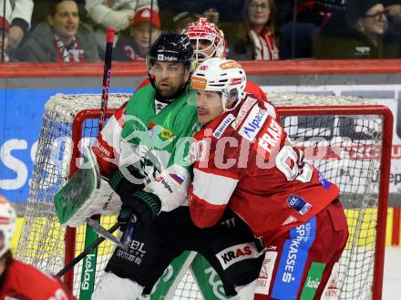 Eishockey ICE Bundesliga.  Winn2day ICE Hockey League. KAC gegen Olympia Ljubljana. Matthew Fraser  (KAC),  Ziga Pance  (Ljubljana). Klagenfurt, am 26.10.2025.
Foto: Kuess
www.qspictures.net
---
pressefotos, pressefotografie, kuess, qs, qspictures, sport, bild, bilder, bilddatenbank
