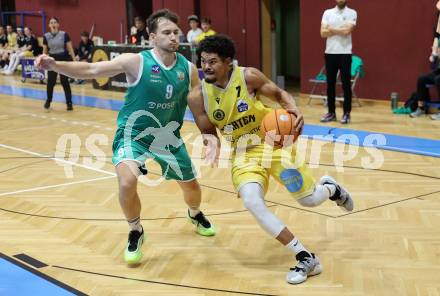 Basketball 2. Liga 2025/2026. Grunddurchgang 5. Runde.  Woerthersee Piraten gegen KOS Celovec.  Marcus Holyfield (Piraten),  Adrian Babic (KOS). Klagenfurt, am 1.11.2025.
Foto: Kuess
---
pressefotos, pressefotografie, kuess, qs, qspictures, sport, bild, bilder, bilddatenbank