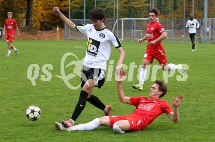 Fussball. Kaerntner Liga. KAC1909 gegen Spittal. Tim Tassotti  (KAC), Mersad Ramic  (Spittal).  Klagenfurt, am 2.11.2025.
Foto: Kuess
www.qspictures.net
---
pressefotos, pressefotografie, kuess, qs, qspictures, sport, bild, bilder, bilddatenbank