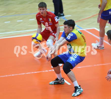 Volleyball Bundesliga. AVL. Austrian Volleyball League.   (Aich/Dob) gegen Waldviertel. Armands Rokjans, Lukas Writz   (Aich/Dob). Bleiburg, am 5.11.2025.
Foto: Kuess
www.qspictures.net
---
pressefotos, pressefotografie, kuess, qs, qspictures, sport, bild, bilder, bilddatenbank