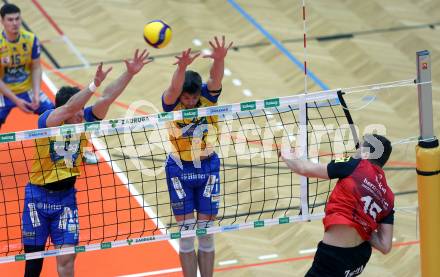 Volleyball Bundesliga. AVL. Austrian Volleyball League.   (Aich/Dob) gegen Waldviertel.  Sebastian Sablatnig, Zigurds Janis Licis  (Aich/Dob). Bleiburg, am 5.11.2025.
Foto: Kuess
www.qspictures.net
---
pressefotos, pressefotografie, kuess, qs, qspictures, sport, bild, bilder, bilddatenbank