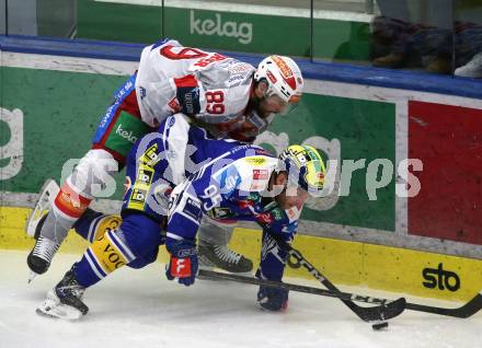 Eishockey ICE Bundesliga.  Winn2day ICE Hockey League. VSV gegen KAC.  Mark Katic  (VSV),  Raphael Herburger  (KAC). Villach am 14.11.2025.
Foto: Kuess
www.qspictures.net
---
pressefotos, pressefotografie, kuess, qs, qspictures, sport, bild, bilder, bilddatenbank