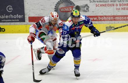 Eishockey ICE Bundesliga.  Winn2day ICE Hockey League. VSV gegen KAC.  Philipp Lindner  (VSV),  Clemens Unterweger  (KAC). Villach am 14.11.2025.
Foto: Kuess
www.qspictures.net
---
pressefotos, pressefotografie, kuess, qs, qspictures, sport, bild, bilder, bilddatenbank