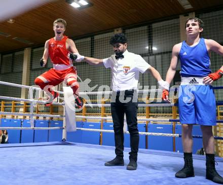 Boxen Kaerntner Meisterschaft. Nico Seebacher (AUT), Maik Stojnic (SLO). Klagenfurt, 15.11.2025.
Foto: Kuess
www.qspictures.net
---
pressefotos, pressefotografie, kuess, qs, qspictures, sport, bild, bilder, bilddatenbank